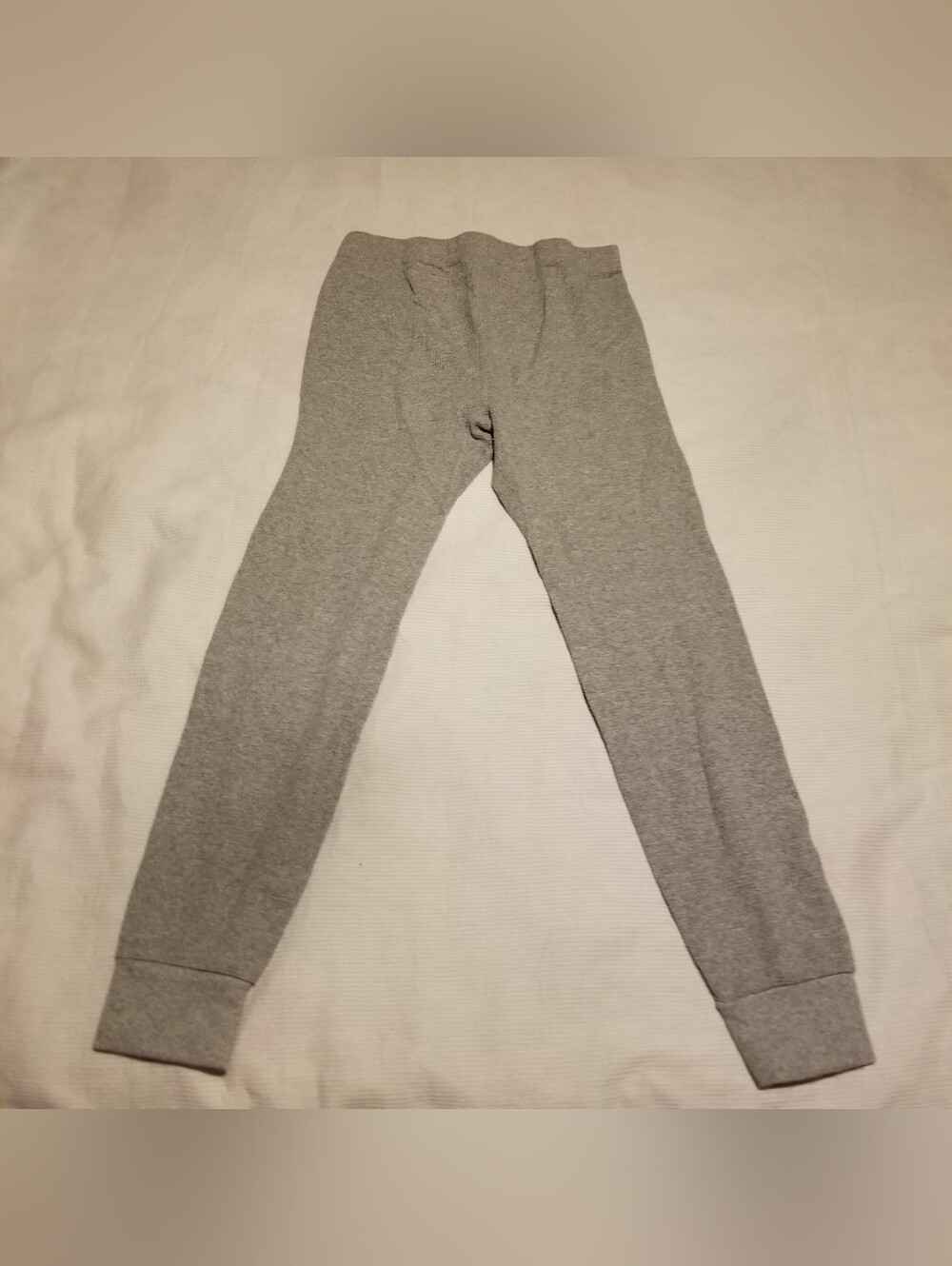Athletic Works Large Gray Knit Stretch Leggings With Ribbed Texture & Cuffs